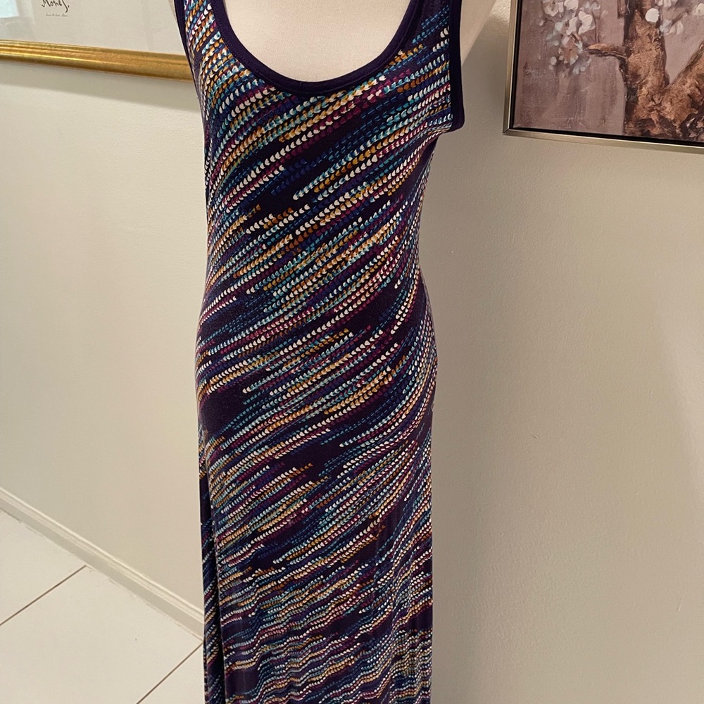 Calvin Klein Navy Multicolor Striped Sleeveless Maxi Dress